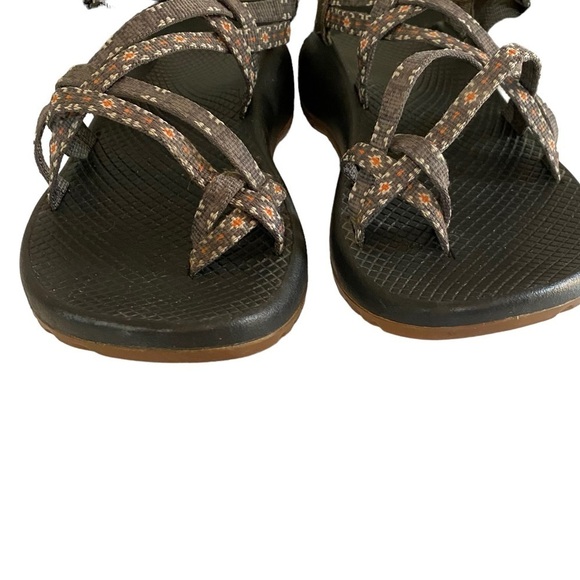 CHACO - SIZE 8 - THE CLASSIC CREED - ORANGE AZTEC WITH BLUE/ GRAY - EXC COND S4 - Picture 5 of 16